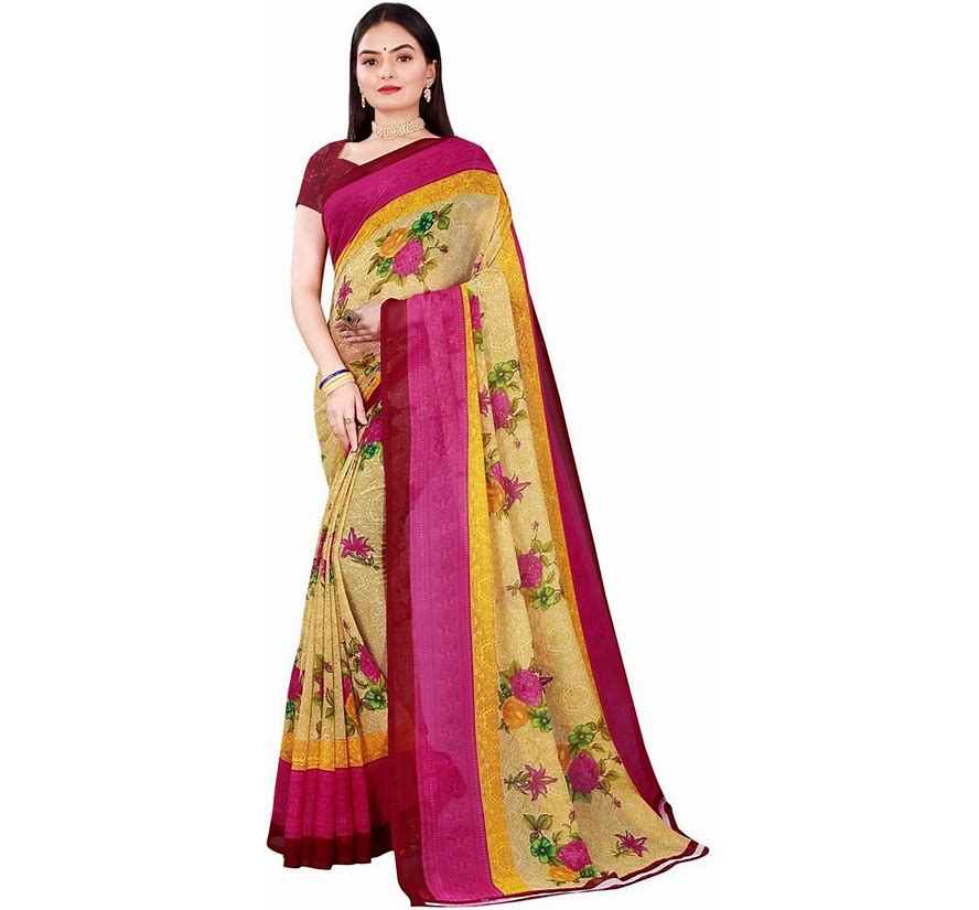 Revangi Women Floral Printed Saree For Women (Multi, FS)